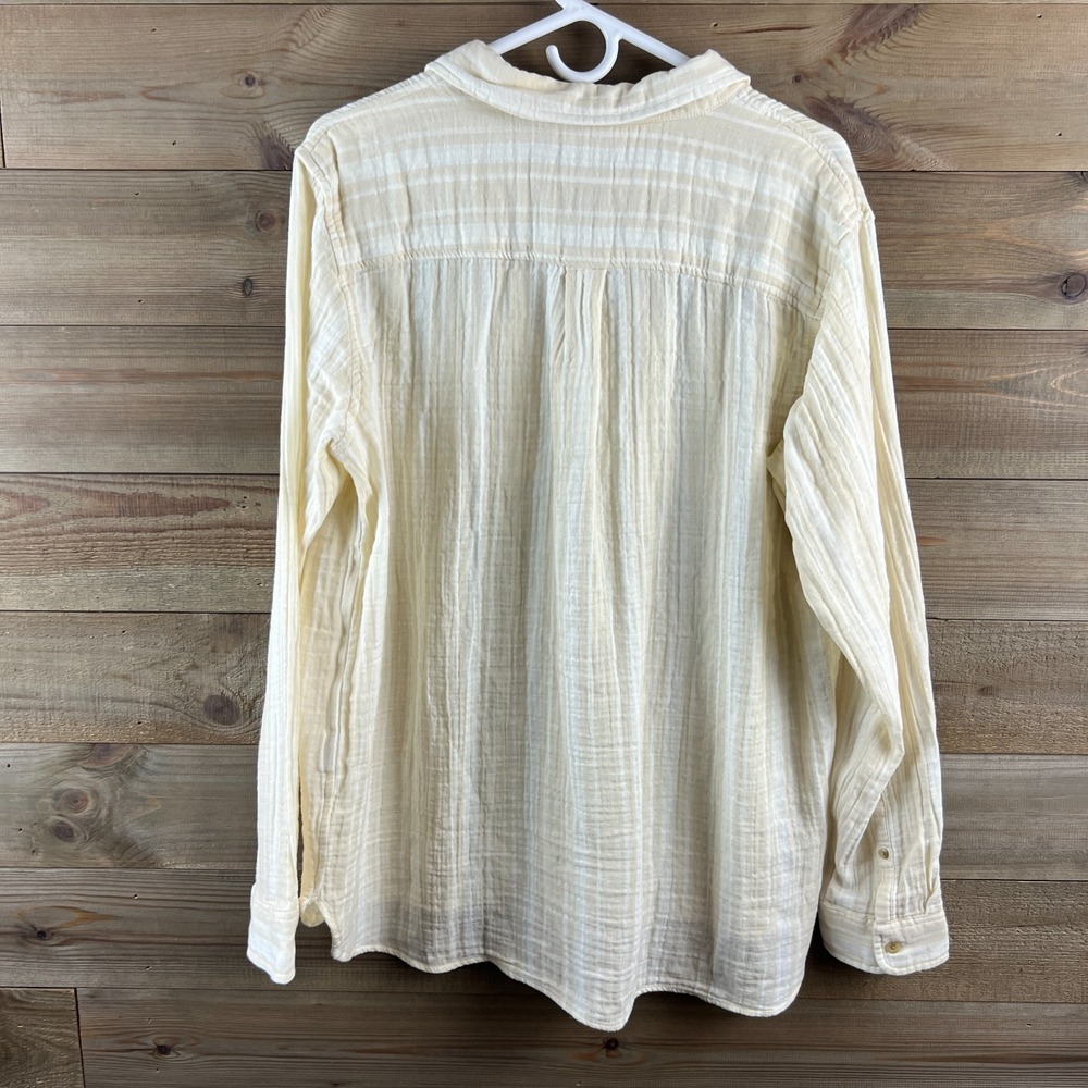 LL Bean Womens Shirt Cloud Gauze Long Sleeve Button Up Striped Beachy 1X - Picture 5 of 8